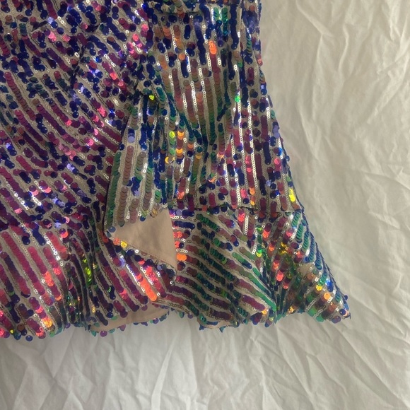Zara Sequined Mini Skirt With Ruffle Trim Size Medium - Picture 13 of 14
